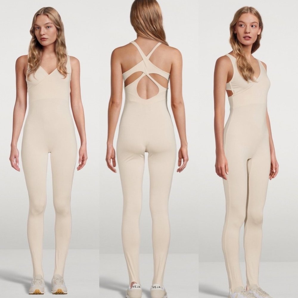 Sleeveless Crisscross Back Jumpsuit in Cream